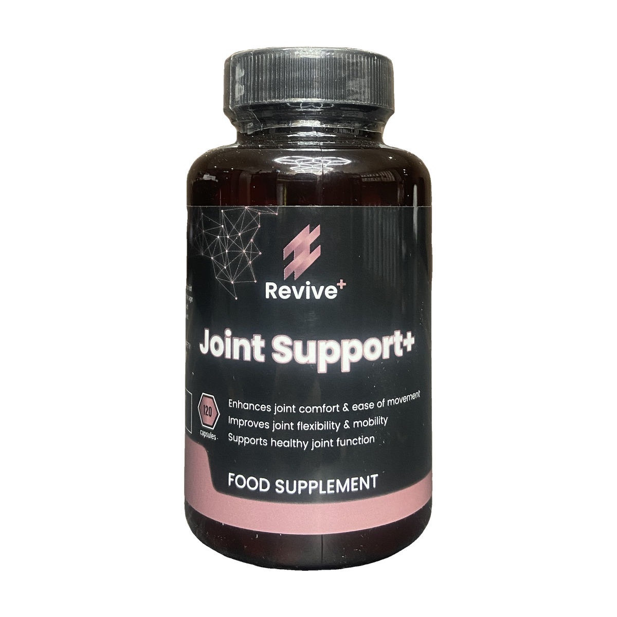 Bottle of Revive+ Joint Support supplement on a white background