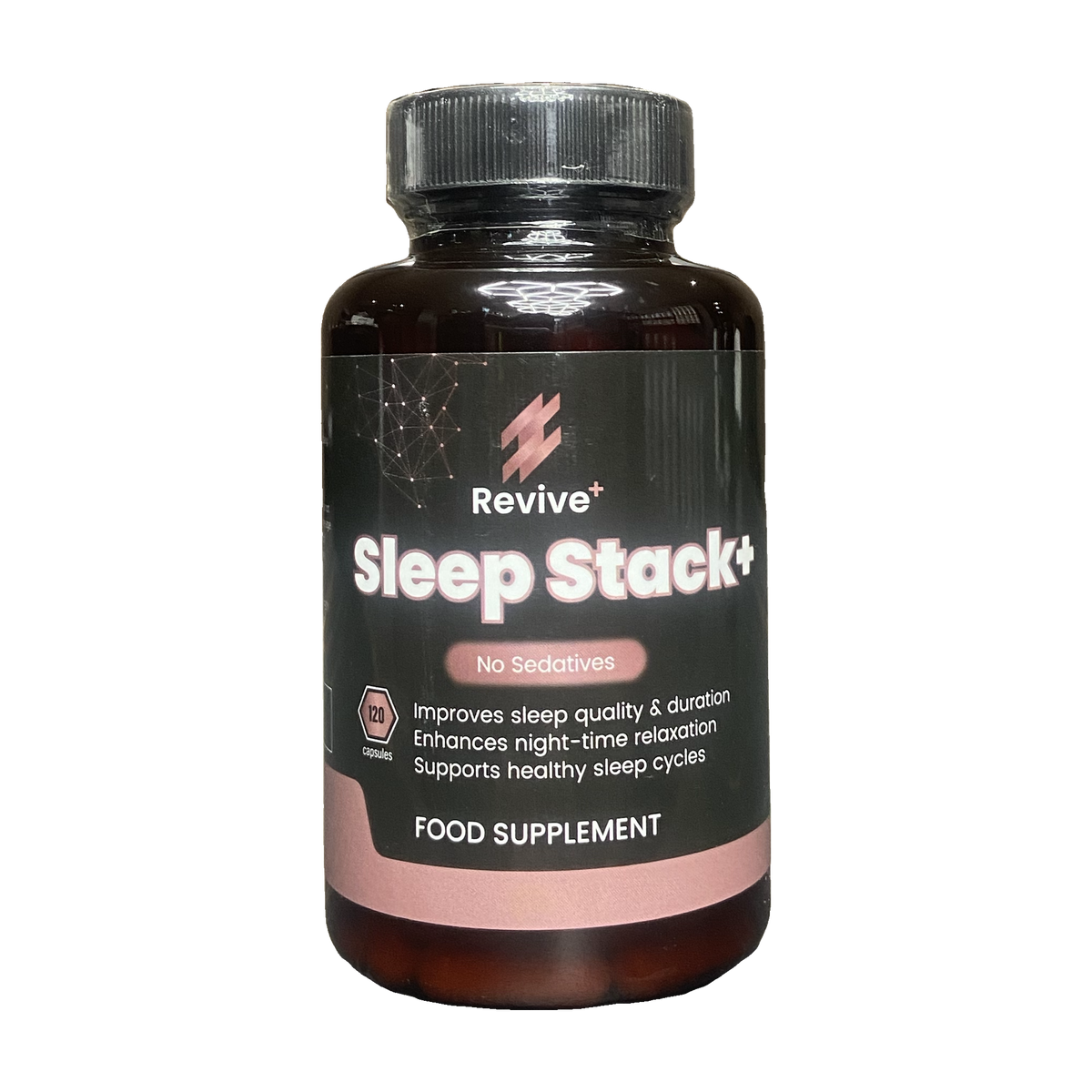 Sleep Stack supplement bottle with Revive branding on a white background